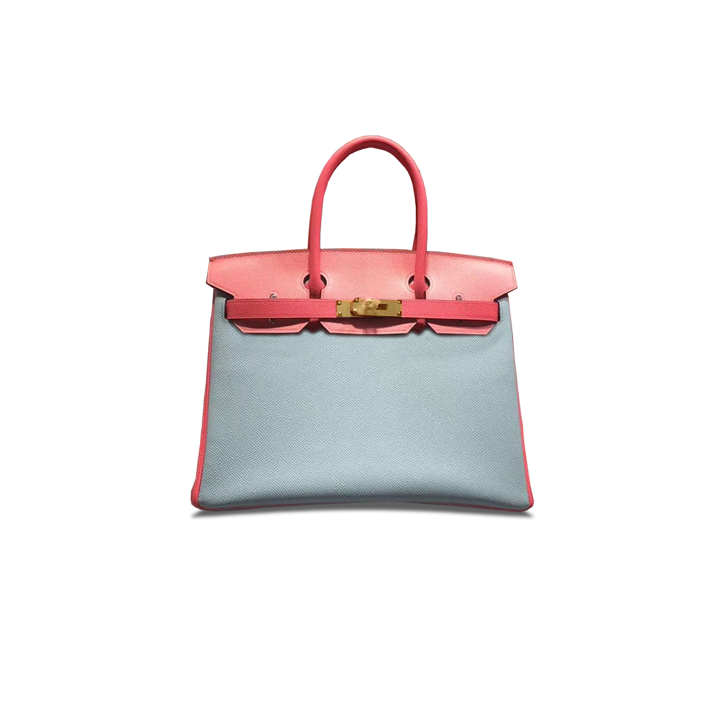 HERMÈS MASTER BIRKIN 30 EPSOM MACARON BLUE MILKSHAKE PINK LIPSTICK PINK SILVER BUCKLE H028369CK25 (30*23*15cm)